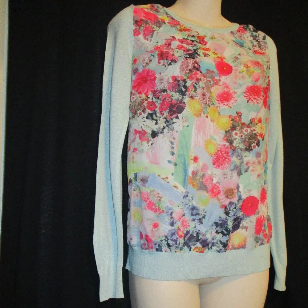 H & M Multicolored Long Sleeves Pullover Floral Top - Picture 14 of 15